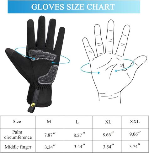 قفازات ركوب الدراجات للرجال والنساء - قفازات دراجة تعمل باللمس مقاومة للماء والرياح - قفازات رياضية دافئة مبطنة بأصابع كاملة in Kuwait