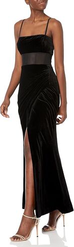 BCBGMAXAZRIA Women's Velvet Floor Length Evening Gown with Slit in Saudi Arabia