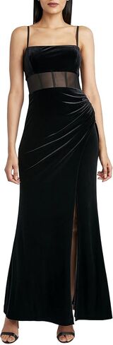 BCBGMAXAZRIA Women's Velvet Floor Length Evening Gown with Slit in Saudi Arabia