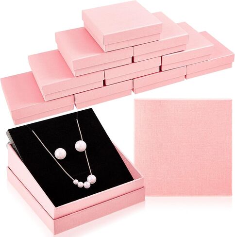 Huquary 36 Pieces Bracelet Gift Box Earring Jewelry Boxes Packaging Square 3.5 x 3.5 X1.2 Inch Jewelry Packaging Small Gift Case with Lids for Ring Necklace Watches Keychain, Pink in Saudi Arabia