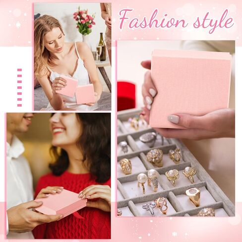 Huquary 36 Pieces Bracelet Gift Box Earring Jewelry Boxes Packaging Square 3.5 x 3.5 X1.2 Inch Jewelry Packaging Small Gift Case with Lids for Ring Necklace Watches Keychain, Pink in Saudi Arabia