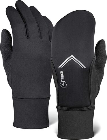 قفازات تشغيل مع شاشة تعمل باللمس - بطانات قفازات شتوية مع غطاء قفازات قابل للتحويل لكتابة الرسائل النصية وركوب الدراجات والقيادة - قفازات رياضية حرارية رفيعة وخفيفة الوزن ودافئة للطقس البارد للرجال والنساء in Kuwait