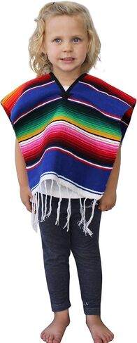 Del Mex Youth Kids Toddler Child Mexican Serape Poncho Costume Ages 2-14 in Saudi Arabia