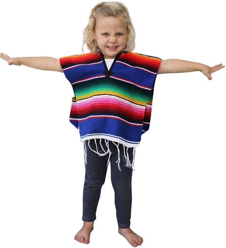 Del Mex Youth Kids Toddler Child Mexican Serape Poncho Costume Ages 2-14 in Saudi Arabia