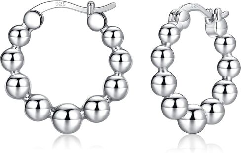 أقراط نوبدوت ذهبية مكتنزة للنساء | سميكة 925 فضة آخر كرة مطرزة هوجيز أقراط خفيفة الوزن هيبوالرجينيك الأطواق مجوهرات هدايا، 10/12/15 مللي متر in Kuwait