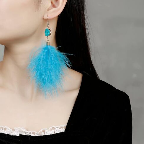 Winssigma Feather Earrings for Women Long Dangle Earrings Bohemian Feather Tassel Earrings in Kuwait
