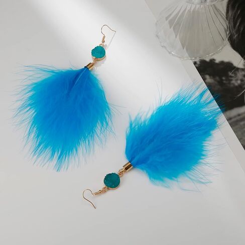 Winssigma Feather Earrings for Women Long Dangle Earrings Bohemian Feather Tassel Earrings in Kuwait
