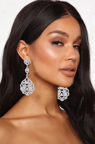 TRWWELL Rhinestone Wedding Bridal Teardrop Dangle Earrings Vintage Crystal Chandelier Earrings for Women Brides in Kuwait
