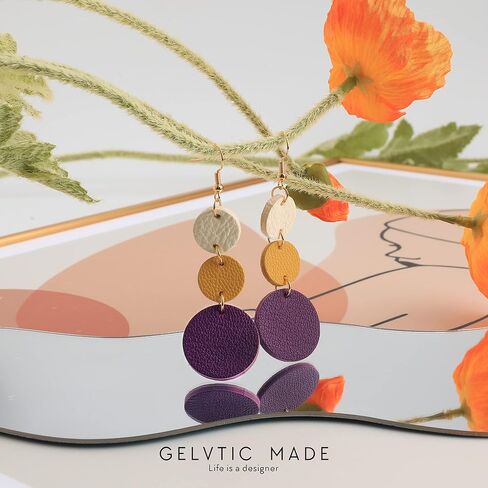 GELVTIC Leather Earrings Dangle Drop for Women Teen Girls, Teardrop Earrings Lightweight, Gifts for Her in Kuwait