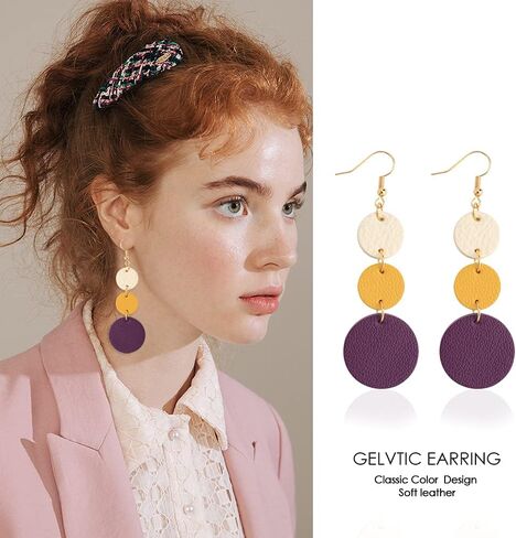 GELVTIC Leather Earrings Dangle Drop for Women Teen Girls, Teardrop Earrings Lightweight, Gifts for Her in Kuwait