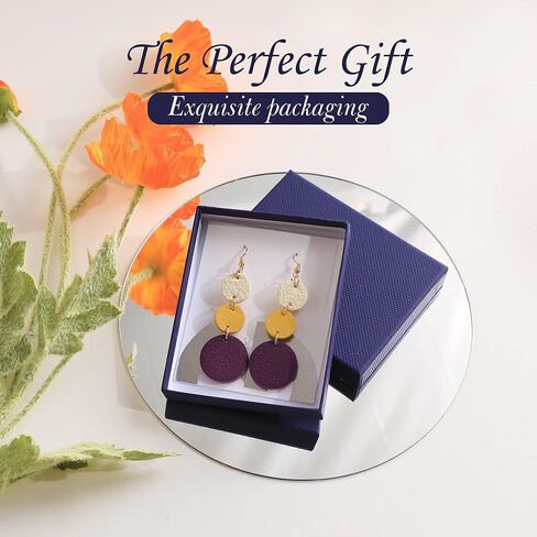 GELVTIC Leather Earrings Dangle Drop for Women Teen Girls, Teardrop Earrings Lightweight, Gifts for Her in Kuwait