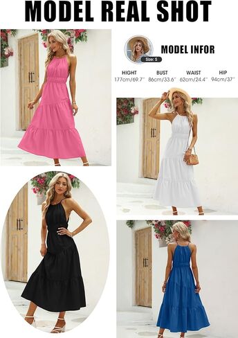 المرأة الرسن أكمام بوهو فستان عادية مثير فلوي مطوي عالية الخصر ألف خط بيبي دول فساتين متوسطة الطول للنساء in Kuwait