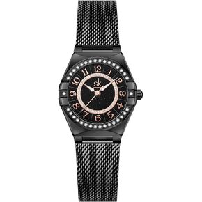 SHENGKE SK Ladies Easy Read Watch with Arabic Numerals Crystal Diamond Women Dress Watches Water Resistant