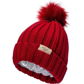 Curly Girl Satin Lined Women's Winter Hat Beanie, Approved, Satin Lined Beanies, Winter Hat Curly Hair Accessories in Kuwait