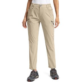 سروال Pudolla النسائي للتنزه سيرًا على الأقدام مع 6 جيوب، سروال سفر قابل للتمدد مقاوم للماء للنساء للعمل في الهواء الطلق ومشي الجولف in Kuwait