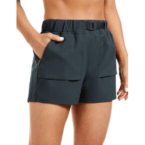 CRZ YOGA Women's Waterproof Stretch Hiking Shorts: Mid Rise Summer Outdoor Golf Workout Shorts Zip Pockets with Belt - 3'' in Kuwait