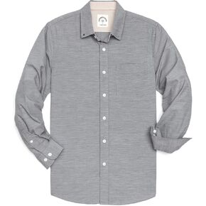 Dubinik® Mens Button Down Long Sleeve Shirts 100% Cotton Plaid Casual Shirt with Pocket