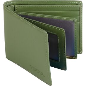 محفظة VISOUL رفيعة ثنائية الطي للرجال والنساء مع 4 فتحات لبطاقات الهوية و8 فتحات للبطاقات ومساحة واحدة للنقود، ومحفظة من الجلد الناعم لحمل بطاقات الائتمان بلونين مع خاصية حجب RFID (أرجواني فاتح) in Kuwait