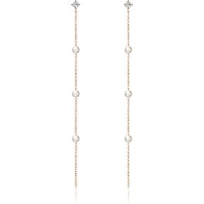 Crysdue 925 Sterling Silver CZ Long Tassel Chain Dangle Earrings for Women Girls Wedding Dangling Drop Earrings Bridal Earrings Jewelry Gifts