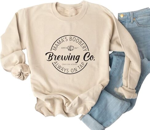 Dahuiya Mamas Boobery Sweatshirt Womens Funny Halloween Thanskgiving Brewing Co Blouse Tops in Saudi Arabia