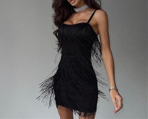 فستان Euvinla النسائي ذو الشراريب ذو الشراشيب من العشرينيات من القرن الماضي، فساتين قصيرة مثيرة للحفلات والنوادي in Kuwait