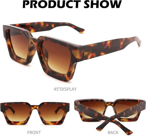 Braylenz Retro Square Sunglasses for Men Women Thick Frame Chunky Rectangle Shades in Kuwait