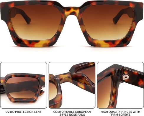 Braylenz Retro Square Sunglasses for Men Women Thick Frame Chunky Rectangle Shades in Kuwait
