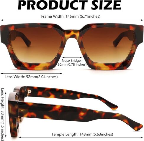 Braylenz Retro Square Sunglasses for Men Women Thick Frame Chunky Rectangle Shades in Kuwait