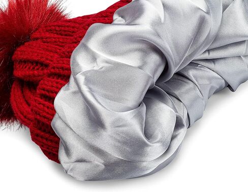 Curly Girl Satin Lined Women's Winter Hat Beanie, Approved, Satin Lined Beanies, Winter Hat Curly Hair Accessories in Kuwait