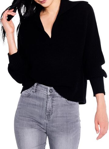 NIC+ZOE Women's Drape Collar Shaker Sweater in Kuwait
