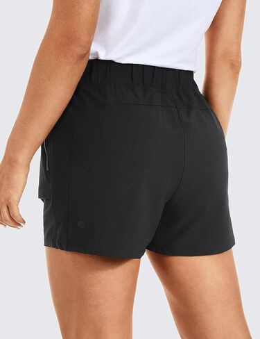 CRZ YOGA Women's Waterproof Stretch Hiking Shorts: Mid Rise Summer Outdoor Golf Workout Shorts Zip Pockets with Belt - 3'' in Saudi Arabia