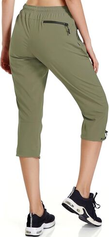 Ksmien Women's Lightweight Hiking Capri Pants Quick Dry Workout Cargo Capris Water Resistant UPF 50+ Zipped Pockets in Kuwait