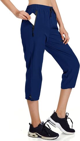 Ksmien Women's Lightweight Hiking Capri Pants Quick Dry Workout Cargo Capris Water Resistant UPF 50+ Zipped Pockets in Kuwait