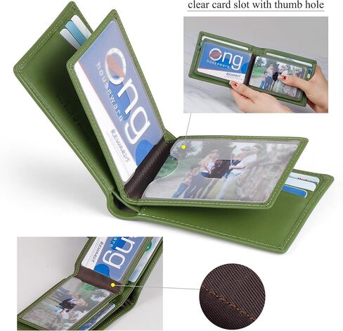 VISOUL Slim Bi-fold Wallet for Men and Women with 4 ID Windows 8 Card Slots 1 Cash Compartment, Soft Leather Credit Card Holder Wallet Two Tone with RFID Blocking (Black) in Kuwait