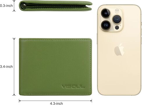 VISOUL Slim Bi-fold Wallet for Men and Women with 4 ID Windows 8 Card Slots 1 Cash Compartment, Soft Leather Credit Card Holder Wallet Two Tone with RFID Blocking (Black) in Kuwait