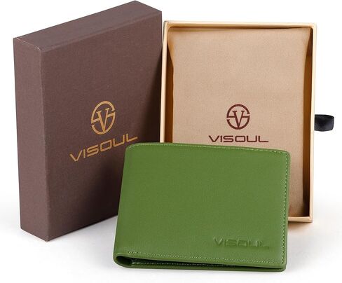 VISOUL Slim Bi-fold Wallet for Men and Women with 4 ID Windows 8 Card Slots 1 Cash Compartment, Soft Leather Credit Card Holder Wallet Two Tone with RFID Blocking (Black) in Kuwait