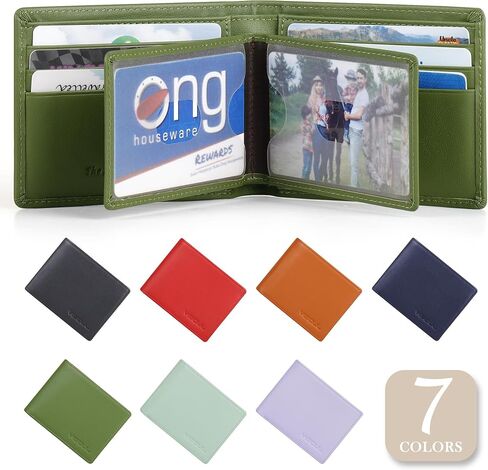 VISOUL Slim Bi-fold Wallet for Men and Women with 4 ID Windows 8 Card Slots 1 Cash Compartment, Soft Leather Credit Card Holder Wallet Two Tone with RFID Blocking (Black) in Kuwait