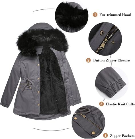 معطف نسائي ثقيل للشتاء الدافئ من MODFUL، مبطن بالصوف السميك، مع غطاء رأس من الفرو in Kuwait