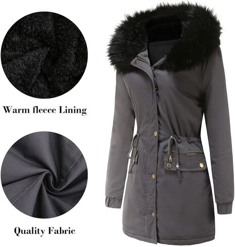 معطف نسائي ثقيل للشتاء الدافئ من MODFUL، مبطن بالصوف السميك، مع غطاء رأس من الفرو in Kuwait