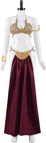 فستان Forwacos النسائي الأميرة ليا المثير، بيكيني ذهبي، ملابس ليا سلاف لحفلات الهالوين (أحمر، صغير) in Kuwait