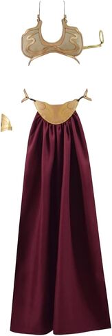 فستان Forwacos النسائي الأميرة ليا المثير، بيكيني ذهبي، ملابس ليا سلاف لحفلات الهالوين (أحمر، صغير) in Kuwait