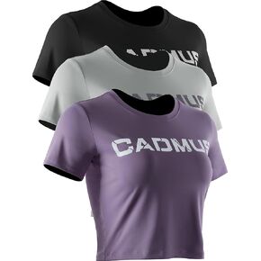 CADMUS Women's Workout Short Sleeve Shirts Crop Tops Athletic Gym Shirt Cropped T-Shirt Yoga