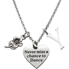 Eilygen Dancer Gift Dance Girl Necklace Never Miss a Chance to Dance Stainless Steel Necklace