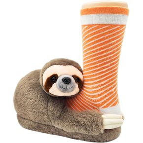 Openhahaha Sloth Slippers for Girls Boys, Fluffy Slippers House Slippers Gift for Kids, Cute Animals Slippers with Sloth, One Size Slippers for Kids, cat gift for kids/Christmas/Halloween Gifts