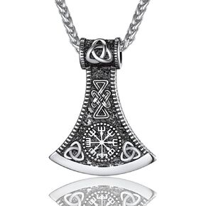 ChainsProMax Solid Norse Axe/Axe of Perun Necklace, Nordic Viking Jewelry, with Chain-Stainless Steel/Gold Plated/Black, Send Gift Box