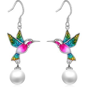 Pearl Earrings for Women Sterling Silver Celtic Pearl Earrings, Bee/Swan/Butterfly Pearl Earrings Valentine's Day Mother's Day Jewelry Gifts in Kuwait
