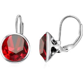 AOBOCO Sterling Silver Bella Earrings Embellished with Crystals from Austria, Hypoallergenic Pierced Leverback Cushion Cut Earrings, Fine Jewelry Gifts for Women