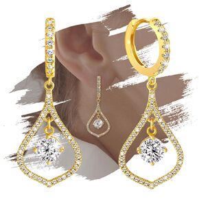 أقراط هوب للنساء العصرية - أقراط حلقية من الفضة الإسترليني مع قطرة متدلية لا تسبب الحساسية مع سحر مكعب زركونيا أقراط هوجي عصرية للآذان الحساسة هدية للفتيات والسيدات in Kuwait