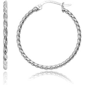 Hoops & Loops 925 Sterling Silver Twist Rope Round Hoop Earrings for Women Teen Girls, 15mm 20mm 25mm 30mm 35mm Silver, Yellow Gold, Rose Gold in Kuwait