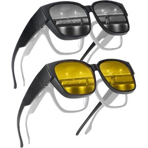نظارات شمسية Hifot Over Glasses للنساء والرجال، نظارات شمسية مستقطبة تناسب زوجين من النظارات الشمسية، نظارات شمسية فوق النظارات مع حماية من الأشعة فوق البنفسجية